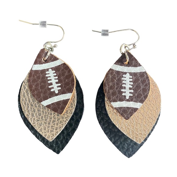 Jewelry - Layered Faux Leather Football Earrings
